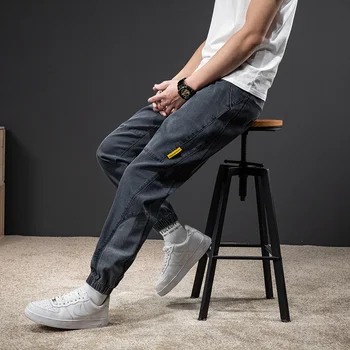 Oversized Luz Jeans para os Homens, a Marca de Moda de Moda Solta Reta Wide Leg Pants M-8XL 3