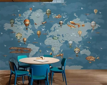 Papel de parede personalizado cartoon mapa para crianças, decoração de quartos de fundo mural do papel de parede decoração home 3d papel de parede