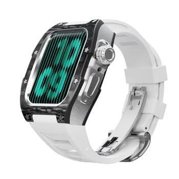 Para a Apple, Acessórios Assistir 44/45 mm de Fibra de Carbono Caso de relógios de Luxo de Negócios Remodelados Caso Para o iWatch 8 7 6 5 4 SE a Série