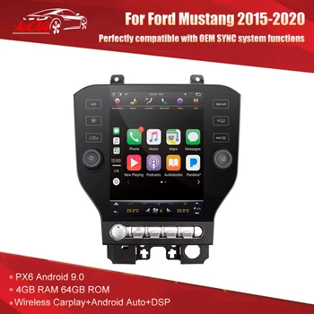 Para Ford Mustang rádio Android chefe da unidade Multimédia Tesla estilo Android 9.0 sistema 2015-2021 SYNC1/2/3 Leitor de GPS navi