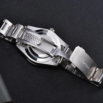 Parnis 40mm Mostrador Preto, Automático, Mecânico Homens Relógios de Vidro Safira Relógio de Aço Inoxidável Para Homens reloj hombre 3