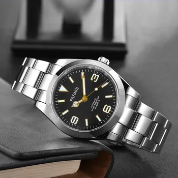 Parnis 40mm Prata Caso Automáticos Mecânicos Homens Relógios de Vidro Safira Miyota 8215 Relógio relógio automatico masculino 2022 Presente 1