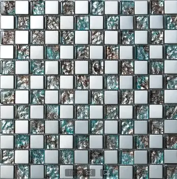 parquet de metal de aço inoxidável de mosaico de vidro colorido telha backsplash cozinha casa de banho de plano de fundo decorativo de parede de mosaico de azulejos