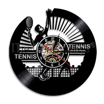  Partida de tênis disco de Vinil Relógio de Parede Moderna da Parede do DIODO emissor de Luz de Esporte Jogador de Tênis com Iluminação Decorativa Para o Tênis Amante de Dom 3