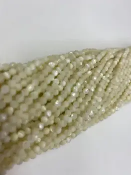 Pedra Natural jóias DIY ferradura parafuso branco marisco esferas gravado superfície de 2mm, 3mm, 4mm, comprimento 38cm