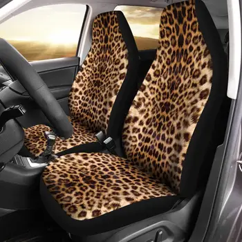 Pele de leopardo Assento de Carro Cobre Personalizado Impresso Animal de Acessórios para carros,Pacote de 2 Universal Assento Dianteiro, Tampa de Proteção