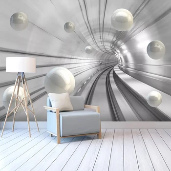 Personalizadas de Fotos em 3D papel de Parede Abstrato Moderno Espaço Círculo Bola Sala de estar, Quarto, Auto-adesivo de Parede Mural de Papéis de parede para Decoração de Casa