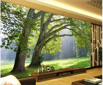Personalizado com foto 3d papel de parede Não tecido mural 3d murais de parede papel de parede para sala de estar, natural de floresta de árvores de pintura de decoração