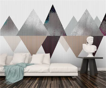 Personalizado fresco pequeno e simples Nórdicos linhas geométricas de luz de luxo TV sofá-fundo de fotografias em casa fotos
