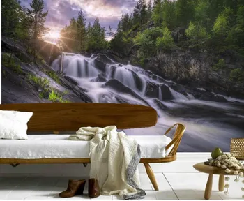 Personalizado grandes murais,Noruega, Rios, Cachoeiras Penhasco Raios Natureza papéis de parede,sofá da sala de TV de parede quarto papel de parede