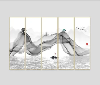 Personalizado mural, papel de parede 3D novo Chinês concepção artística de pintura de paisagem Chinesa resumo paisagem pintura decorativa 1