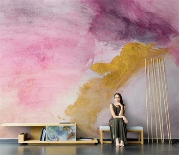 personalizado Nórdicos grafite colorido cor-de-rosa resumo pintura a óleo papéis de parede para a TV da sala de estar de plano de fundo da arte papel de parede revestimento de parede