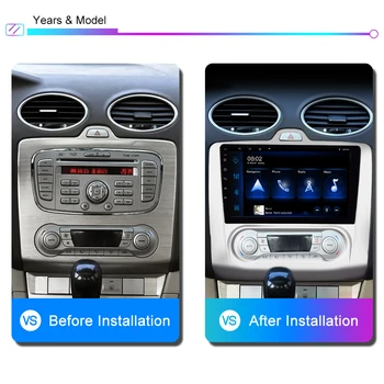 Podofo Android 9.1 Rádio do Carro Para ford focus 2 Mk2 2004-2011 2 Din de 9 Polegadas 2,5 D Tela HD wi-FI GPS Bluetooth Car Multimedia Player 2