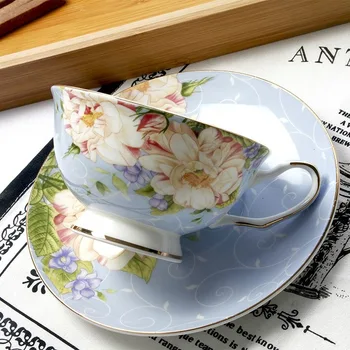 Porcelana europeia Xícara de Café, Conjunto Britânico Chá da Tarde Conjunto Par de Xícara e Pires Nó