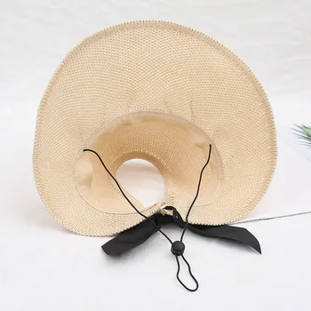 Protetor solar grandes borda chapéus de sol para as mulheres dobradura do chapéu de palha das mulheres de verão dobrável arco superior vazio sol caps férias chapéus de praia 2