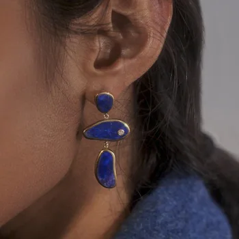 Pérola Irregular Brincos para Mulheres de Personalidade de Moda Azul Gota de Óleo de Brincos no Instagram Acessórios Populares
