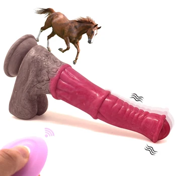 QKKQ Homens Mulheres se Masturbam Vibrador Cavalo Vibrador Simulação Pênis de Animais Vibrador 10 Velocidades de Vibração Controle sem Fio Sexo Ferramentas