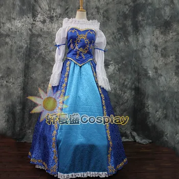 Qualidade Superior Princesa Aurora Cosplay Traje Vestido Azul Para As Mulheres De Halloween Vestido De Festa Feito