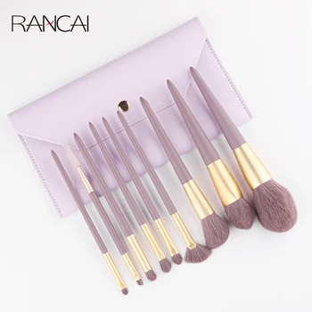 RANCAI 9pcs Roxo Pro Qualidade Sintética Suave Beleza Cosméticos em Pó Blush Sombra Eyeline Máscara de Maquiagem Pincéis Conjunto