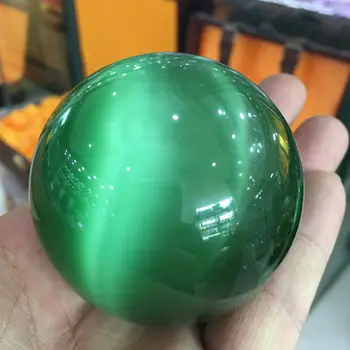 Raras verde olho de gato bola de cristal para curar a decoração home