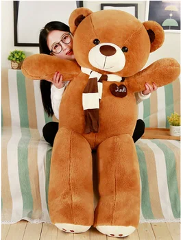 recheado de recheios brinquedo grande 140 cm marrom o ursinho de pelúcia do amor você urso com cachecol macio boneca abraço o travesseiro de presente de aniversário b2979