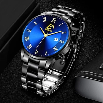 reloj hombre Moda Mens Relógios de Homens de Negócios de Aço Inoxidável de Quartzo relógio de Pulso Masculino de Luxo Casual Relógio de Couro montre homme 2