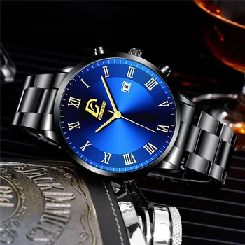 reloj hombre Moda Mens Relógios de Homens de Negócios de Aço Inoxidável de Quartzo relógio de Pulso Masculino de Luxo Casual Relógio de Couro montre homme 4
