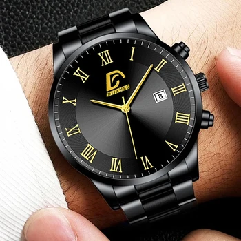 reloj hombre Moda Mens Relógios de Homens de Negócios de Aço Inoxidável de Quartzo relógio de Pulso Masculino de Luxo Casual Relógio de Couro montre homme 5