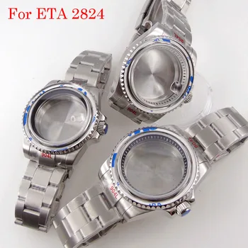 Relógio de pulso, Peças de Aço Inoxidável 316L 40mm caixa de Relógio Vidro de Safira Para ETA 2824 Automática de Movimento Com 3 Cores Capítulo Anel