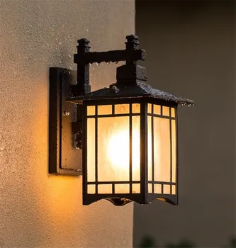 Retro Iluminação Externa Lâmpadas De Parede Da Varanda Luzes Japonês Lanterna Impermeável Corredor Jardim De Parede De Luz Ao Ar Livre Da Luminária 4