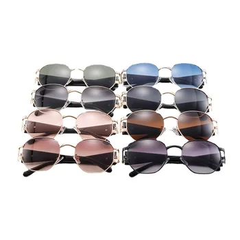 Retro punk Liga de Óculos de sol das Mulheres de Metal Redondo Óculos de sol das Mulheres do Vintage Oval Óculos de Sol para Homens de Luxo Designer Gafas De Sol 1