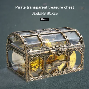 Retro Transparente Pirata Caixa De Plástico Leve Tesouro Caixa Transparente Caixa De Jóias 5