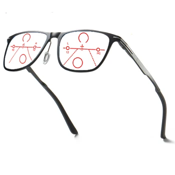 Retângulo Liga de Al-mg Homens Ultraleve Multifocal Progressiva Óculos de Leitura +0.75 +1 +1.25 +1.5 +1.75 +2 +2.25 +2.5 +2.75 A +4