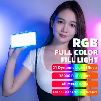 RGB CONDUZIU a Luz do Vídeo de Cor Completa de Dimmable 2500K-9900K Bi-Cor da Luz de Painel do CRI 95+ Recarregável 4000mAh para a Câmera de DSLR Streaming