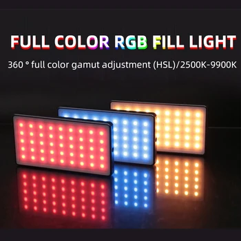 RGB CONDUZIU a Luz do Vídeo de Cor Completa de Dimmable 2500K-9900K Bi-Cor da Luz de Painel do CRI 95+ Recarregável 4000mAh para a Câmera de DSLR Streaming 4
