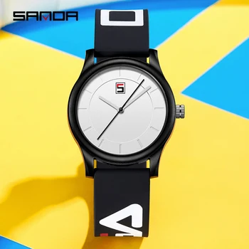 SANDA Marca de Relógios Unisex para Homens Mulheres Relógio de Luxo Homens da Banda de Silicone relógio de Pulso de Quartzo de Esportes Relógio Relógio Masculino