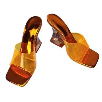 Sandels Chinelo Transparente Mulheres De Verão Crystal Beach Sapatos De Salto Alto Clara Macio De Moda Ao Ar Livre 3