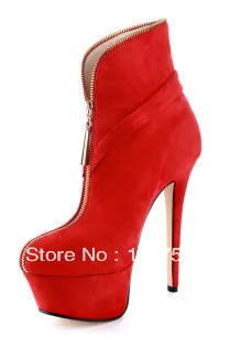 Sapatos de senhora ankle boots, moda grátis, preto, vermelho nude botas, 15cm de alta sexy botas