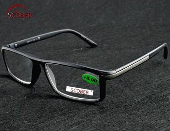 =SCOBER= Full-rim de Alta Qualidade Reaging Óculos Retrô Vintage Retângulo transparente ou Preto Óculos +1 +1.5 +3.5 lente 1