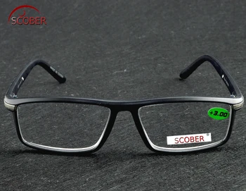 =SCOBER= Full-rim de Alta Qualidade Reaging Óculos Retrô Vintage Retângulo transparente ou Preto Óculos +1 +1.5 +3.5 lente 2