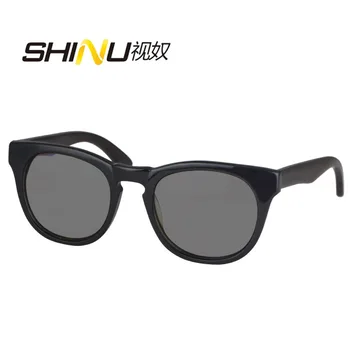 SHINU Mulheres de óculos de sol polarizados miopia prescrição de moda de madeira óculos de sol de acetato de tamanho grande visão noturna de condução óculos homens 0