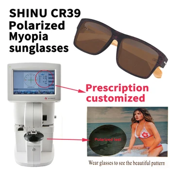SHINU Mulheres de óculos de sol polarizados miopia prescrição de moda de madeira óculos de sol de acetato de tamanho grande visão noturna de condução óculos homens 2
