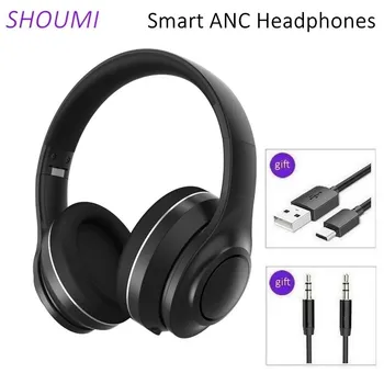 Shoumi Bluetooth ANC Fone de ouvido sem Fio Cancelamento Ativo de Ruído Fone de ouvido Estéreo Dobrável Fone de ouvido com Microfone,para o Jogo de Música