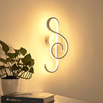 Simples e criativo diodo emissor de nota musical lâmpada de parede indoor da iluminação de sala e quarto-de-cabeceira na parede do fundo da lâmpada lâmpada de parede 1