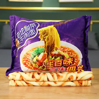 Simulação de Macarrão Instantâneo de Pelúcia Almofadas Com Cobertor Criativo 3D Alimentos Kawaii Cobertor Japão Macarrão Cobertor, Travesseiro Presentes 4
