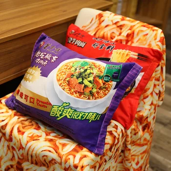 Simulação de Macarrão Instantâneo de Pelúcia Almofadas Com Cobertor Criativo 3D Alimentos Kawaii Cobertor Japão Macarrão Cobertor, Travesseiro Presentes 5