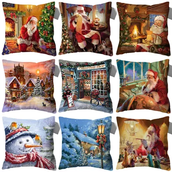 Sofá Almofadas Decorativas de Natal, Enfeites para Casa Decorativas Almofadas para o Sofá Fronha com Santa de Natal Capas de Almofadas