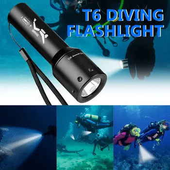 Subaquático 100m Mergulho Lanterna T6 LED Mergulho Tocha de Carregamento USB Lâmpada Impermeável No Modo de Lanterna
