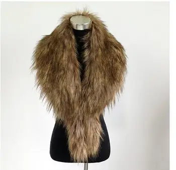 Super grande inverno fox fur xaile falso raccoon gola de pele fur cape várias cores de alta qualidade casaco de gola de pele 2
