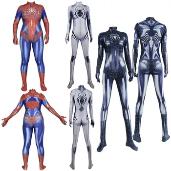 Super-Herói Spider Parker Traje Cosplay Trajes De Zentai Uniforme Macacão Macacão De Mulheres Adultos, As Crianças Bodysuit
